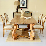法式乡村复古实木餐桌 长方形橡木4人餐桌大小户型饭桌餐厅餐台