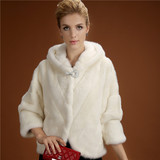 2015时尚新款貂皮大衣女款整貂蝙蝠袖 特价进口水貂皮草外套白色