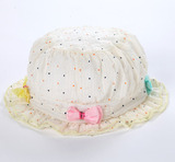婴儿帽子秋款女宝宝帽子遮阳帽纯棉公主盆帽透气双层薄纱0-1岁