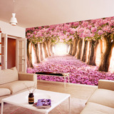 大型壁画樱花墙纸3d立体客厅卧室床背景墙墙纸粉色温馨无缝墙布