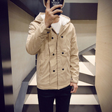 2015冬装男夹克男士外套加绒加厚青少年保暖短款连帽棉外套男装潮