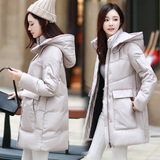 香港代购2015冬装新款时尚显瘦中长款加厚连帽羽绒服外套大衣女
