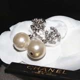 法国专柜代购 chanel耳钉香奈儿经典双C大珍珠闪钻耳环A36138