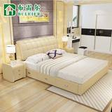 布雷尔皮床真皮床1.8米双人床皮艺软床小户型卧室齐边床