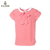 ELAND衣恋2016夏季新品红白条纹系带衬衫EEYS66401T专柜正品