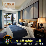 现代新中式实木双人床1.8米布艺婚床 会所酒店客房样板房家具定制