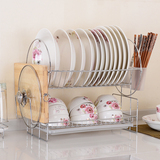 创意厨置物房304不锈钢架碗架沥水架双层碗碟架餐具砧板收纳架子