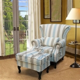 特价欧式单人沙发条纹布艺休闲老虎椅美式乡村沙发新古典布艺沙发