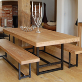 美式做旧实木餐桌星巴克餐桌椅铁艺咖啡厅桌椅简约组合 欧式餐桌