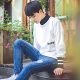 韩国原创设计男生高领套头衫秋天新品日系简约卫衣长袖休闲外套潮