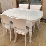 可伸缩实木餐桌椅组合现代简约小户型多功能烤漆折叠玻璃冰花餐桌