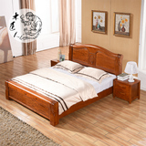 实木床1.51.8米单双人床厚重款榆木床水曲柳床白色高箱储物床婚床