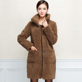 2015冬新款羊羔毛海宁皮草外套女士中长款韩国羊剪毛皮毛一体大衣