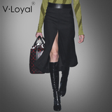 V·Loyal2016春秋时尚中长款半身裙A字型拉链欧美包臀裙一步裙
