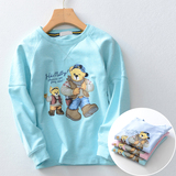 2016春季新款小熊童装KIDS IN PAW男童女童韩版纯色纯棉长袖t恤