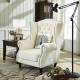 巴比森美式老虎椅单人沙发脚踏组合高背布艺沙发客厅小户型休闲椅