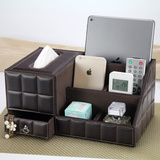包邮皮革多功能纸巾盒 餐巾抽纸盒创意 欧式桌面茶几遥控器收纳盒