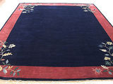 海外代购 波斯地毯 9 x 12中国北京风格手打结羊毛蓝锈东方地毯