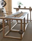 新中式简约朴素禅意茶桌家具仿古榆木桌子茶桌免漆老榆木茶桌家具