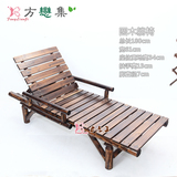 户外沙滩椅庭院阳台躺椅实木摇椅防腐木休闲tangyi碳化木质午睡椅