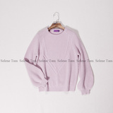 优雅灯笼袖 香芋紫 非常温柔的浅粉色 百搭山羊绒针织羊绒衫毛衣