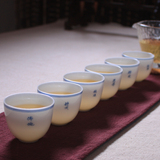 手绘六度品茗杯子 景德镇青花瓷 薄胎白瓷小茶杯功夫茶具陶瓷茶盏