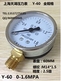 上海天湖压力表Y-60 0-1.6MPA气压表 水压表 真空表-0.1-0 全规格