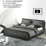 黑灰色个性布艺床 小户型婚床 可拆洗布艺床 简约现代双人床1.8米