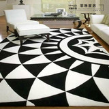 简约简欧现代创意高档黑白卧室茶几客厅沙发床尾地毯欧式地垫定制