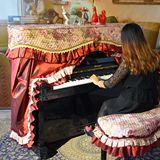 猛士美居钢琴罩欧式钢琴罩奢华全罩红布艺钢琴套经典赛尔斯新品