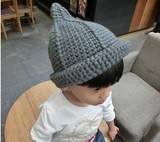 韩国男女童尖尖帽套头帽宝宝毛线帽秋冬儿童巫师帽小孩奶嘴帽子潮