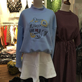 2015秋冬新款韩国东大门代购半高领加绒刺绣字母卫衣套头T恤女装