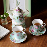 田园印花陶瓷英伦红茶杯下午茶花草茶杯茶具 加热温茶壶 送勺子