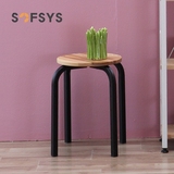 SOFSYS实木圆凳创意成人高凳子时尚家用餐椅凳简约坐凳创意小板凳
