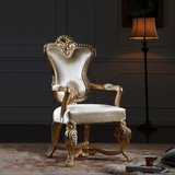 古典艺术家具法式奢华实木餐椅书椅实木雕花工艺布艺酒店豪华餐椅