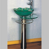 特价钢化玻璃洗脸盆 陶瓷盆 洗手盆 台上盆 卫生间专用 立柱9009