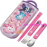 卡通宝石宠物兔系列日本制原装便携餐具三套装筷、叉、勺配收纳盒