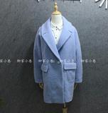 2014冬季新款出口韩国外贸原单羊毛大衣宽松款茧型女士外套