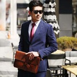 韩国代购男装修身西装条纹韩版西服两件套正装职业装男士西服套装