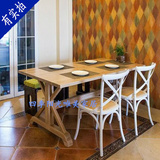 美式乡村风格长方形1.8餐桌 实木田园地中海餐桌餐厅简约家具定制