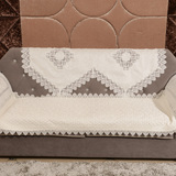 月和家思 布艺蕾丝沙发垫坐垫白色 欧式皮沙发垫座垫子加厚防滑