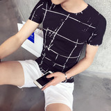 2016夏季男士短袖T恤韩版修身印花打底衫体恤潮流男装休闲上衣服