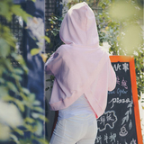 学生连帽韩版短款粉色卫衣2015秋新款宽松时尚女装套头休闲外套潮