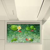 佩格浴室防滑地面贴洗手间防水地砖贴画卧室地板装饰3D画荷塘鲤鱼