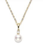 【纽约直邮】Mikimoto御木本单颗珍珠钻石白金项链 珍珠大小可选