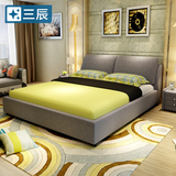 三辰 布艺床现代简约双人婚床1.5 小户型北欧1.8米可拆洗布床家具