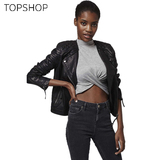 TOPSHOP2016春夏新款女士黑色中性机车皮衣夹克外套11P03JBLK