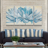 现代简约客厅装饰画沙发背景墙三联餐厅卧室挂画玄关壁画 蓝莲花