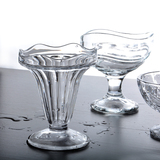 创意透明玻璃碗高脚杯玻璃甜品杯冰激凌杯奶昔杯雪糕杯饮品杯子