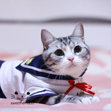 私房猫咪 宠物泰迪猫咪衣服 学生装 校服裙 水手制服诱惑
